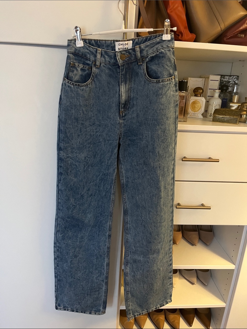 Chloe stora super light high waisted straight leg Blue Washed Jeans